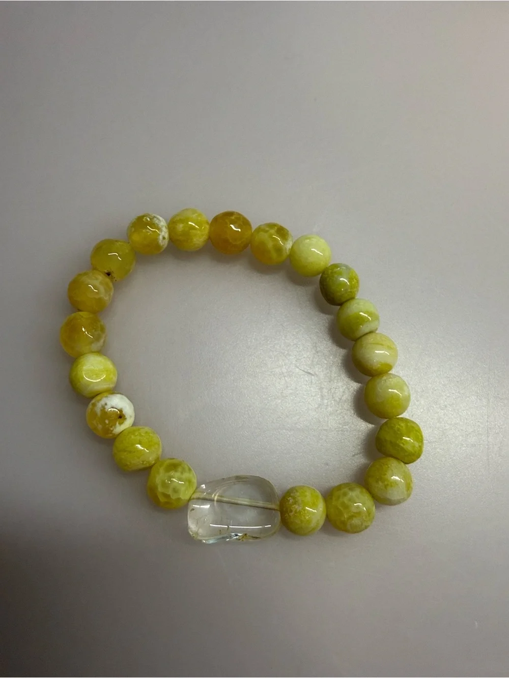 Yellow Serpentine Gemstone Stretch Bracelet